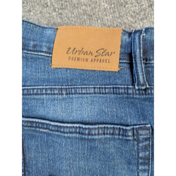 Urban Star Men's Stretch Straight Leg Premium Jeans Dark Blue 34x34 5 Pocket - Picture 2 of 12